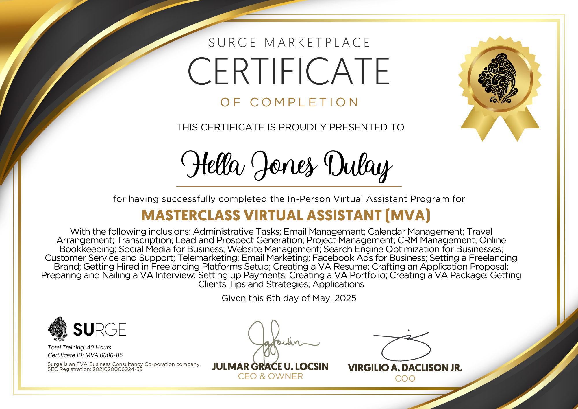 SURGE Virtual Assistant Certification